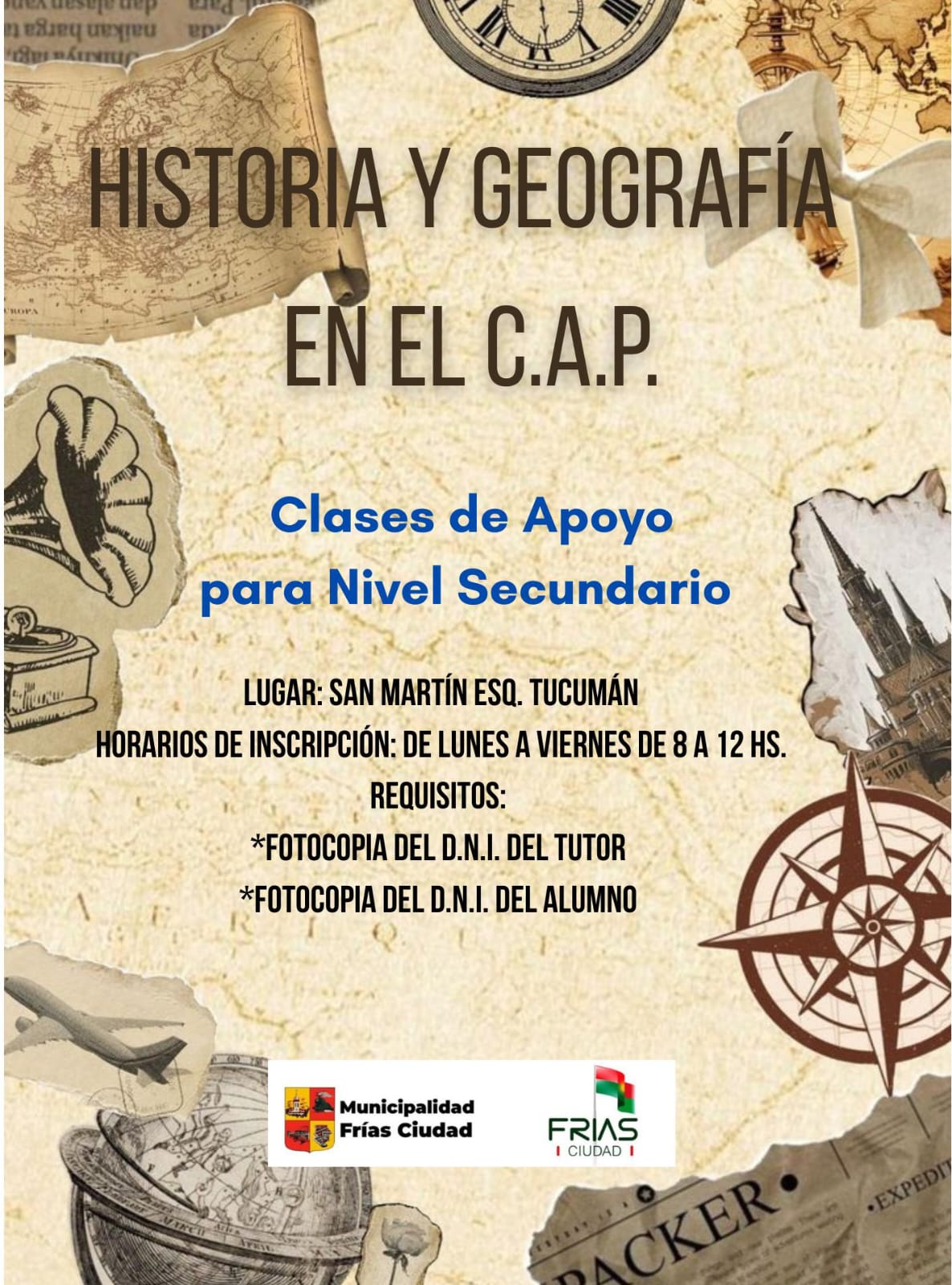 SANTIAGO ESTERO: EL MUNICIPO DE FRIAS SUMA CLASES DE HISTORIA Y GEOGRAFIA.
